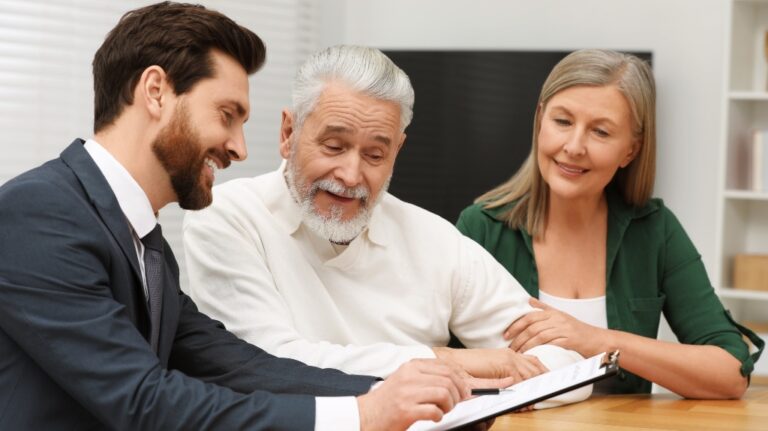 lawyer consulting senior couple