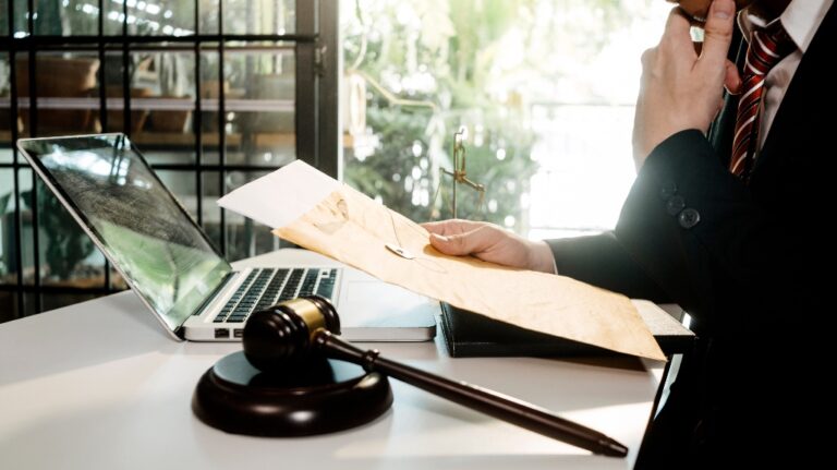 lawyer is reading documents