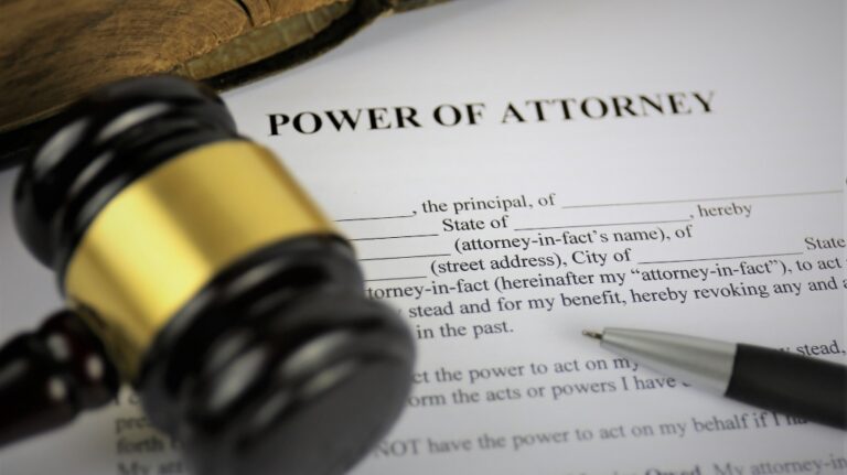 Power of attorney document and judge's gavel